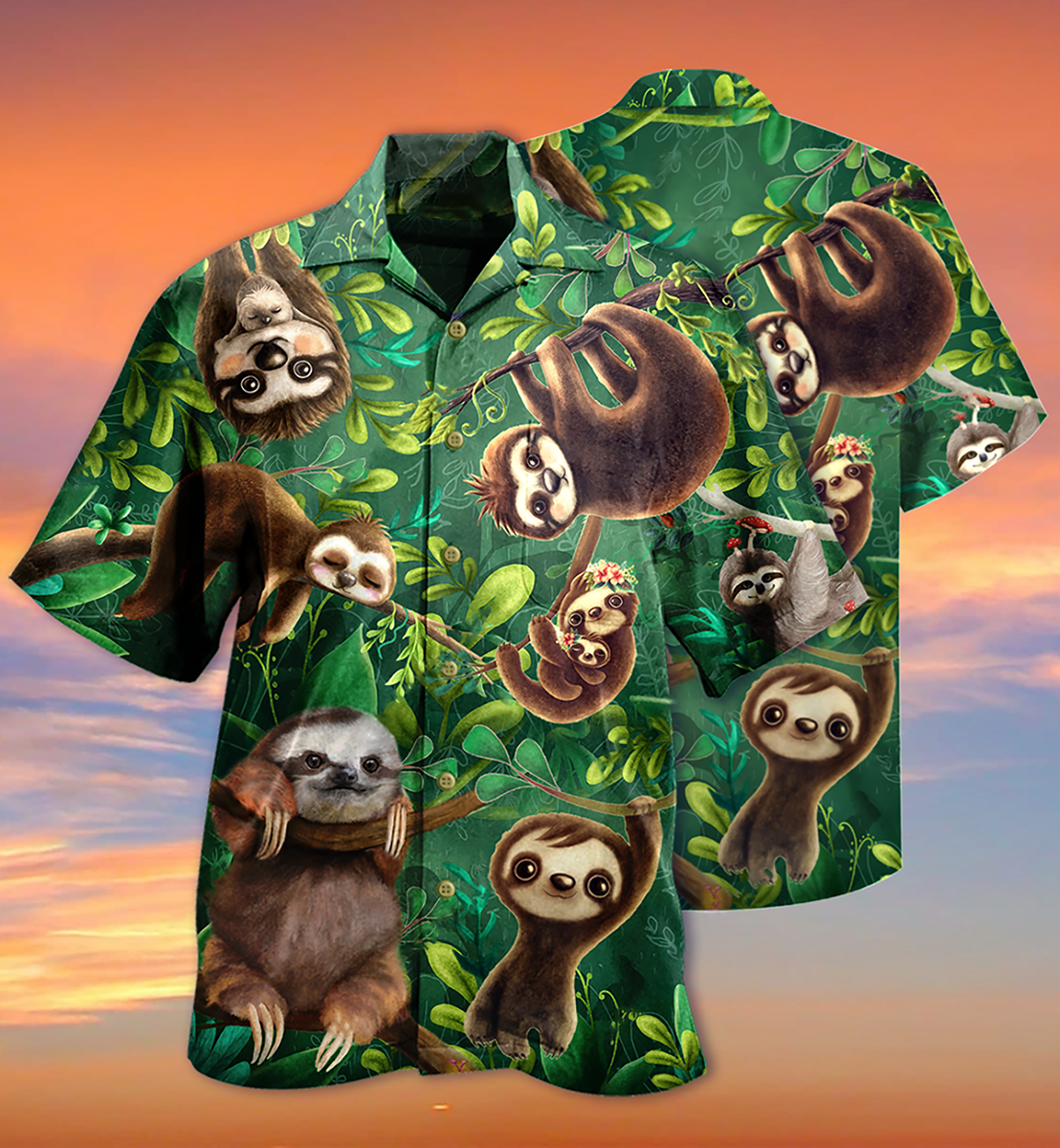 Sloth Lovely Cute Animals - Hawaiian Shirt - Reefox