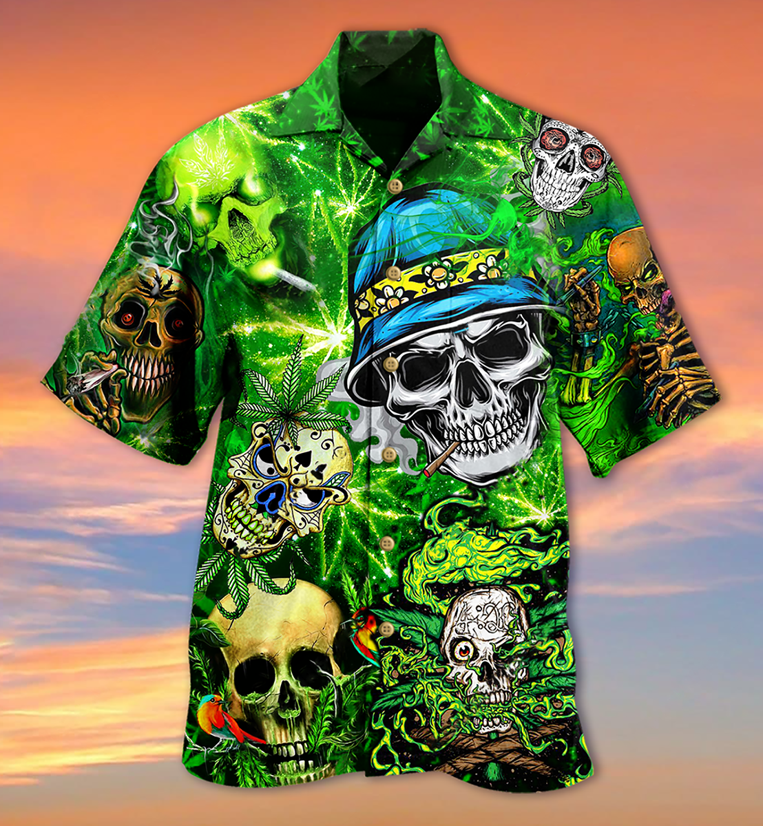 Skull Smile Love Green Cool - Hawaiian Shirt - Reefox