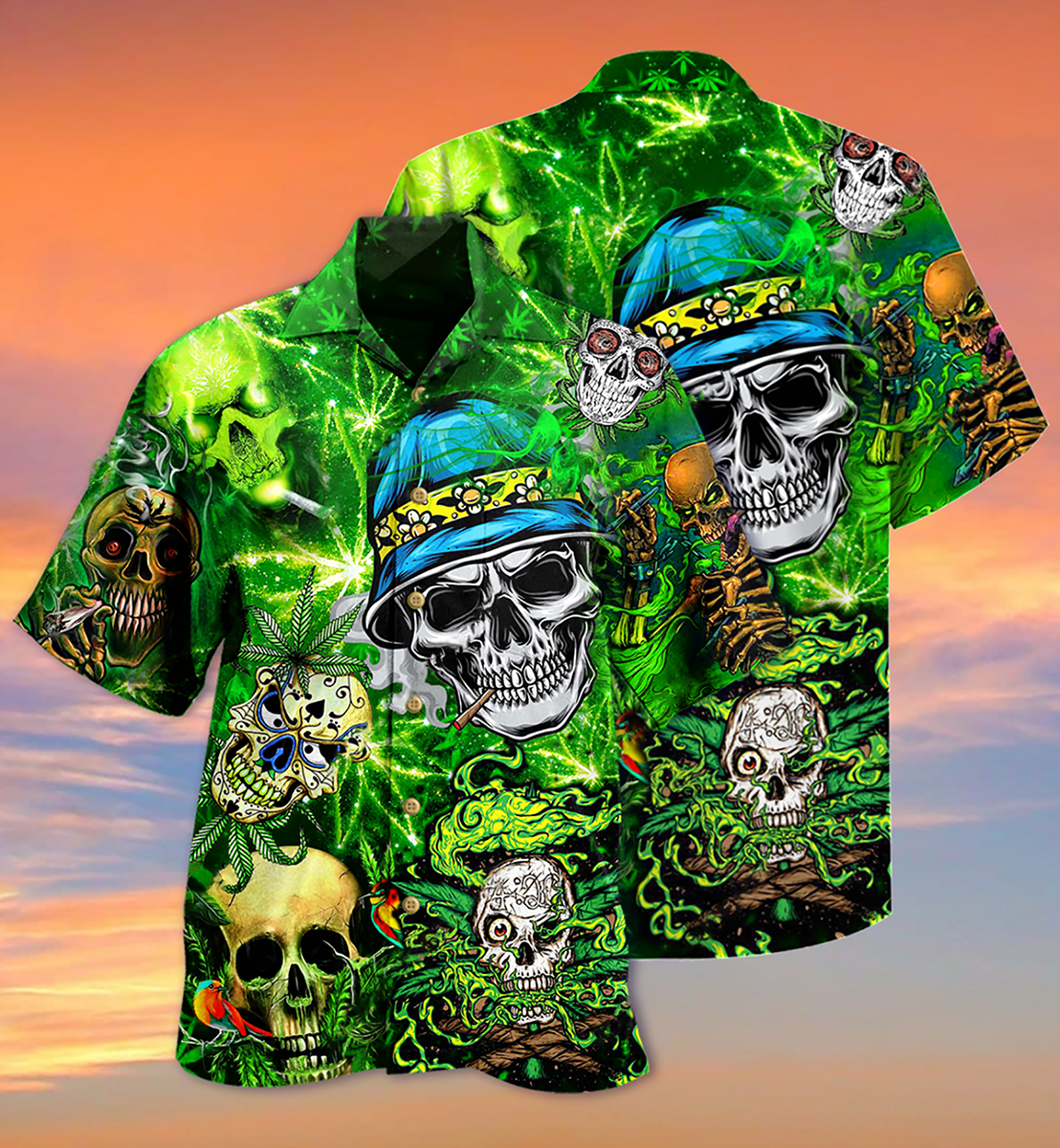 Skull Smile Love Green Cool - Hawaiian Shirt - Reefox