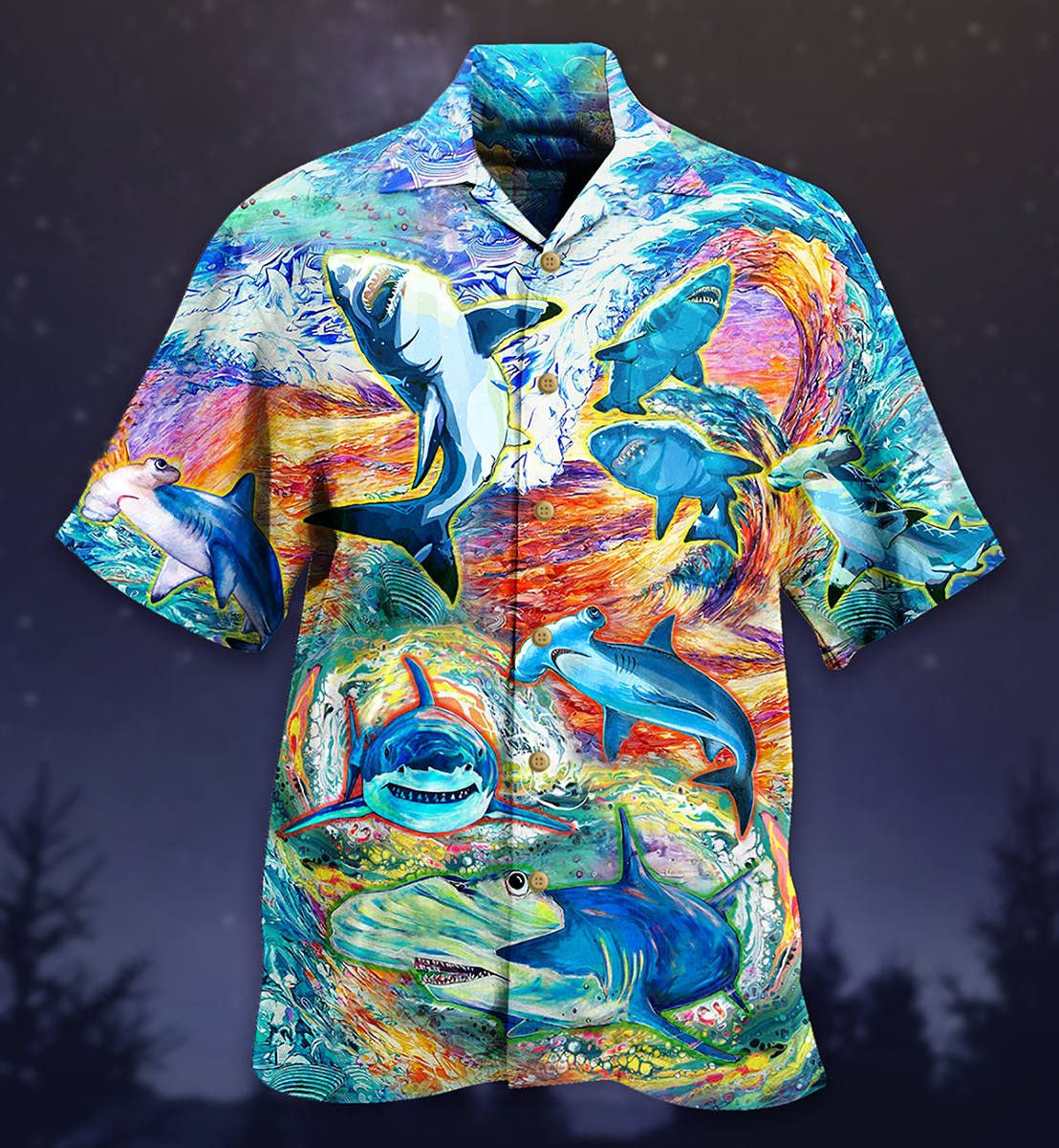 Shark Painting Color - Hawaiian Shirt - Reefox