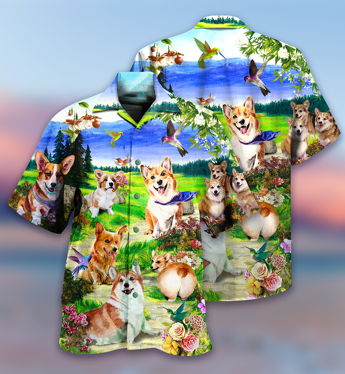 Corgi Dogs Love Blue Sky - Hawaiian Shirt - Reefox
