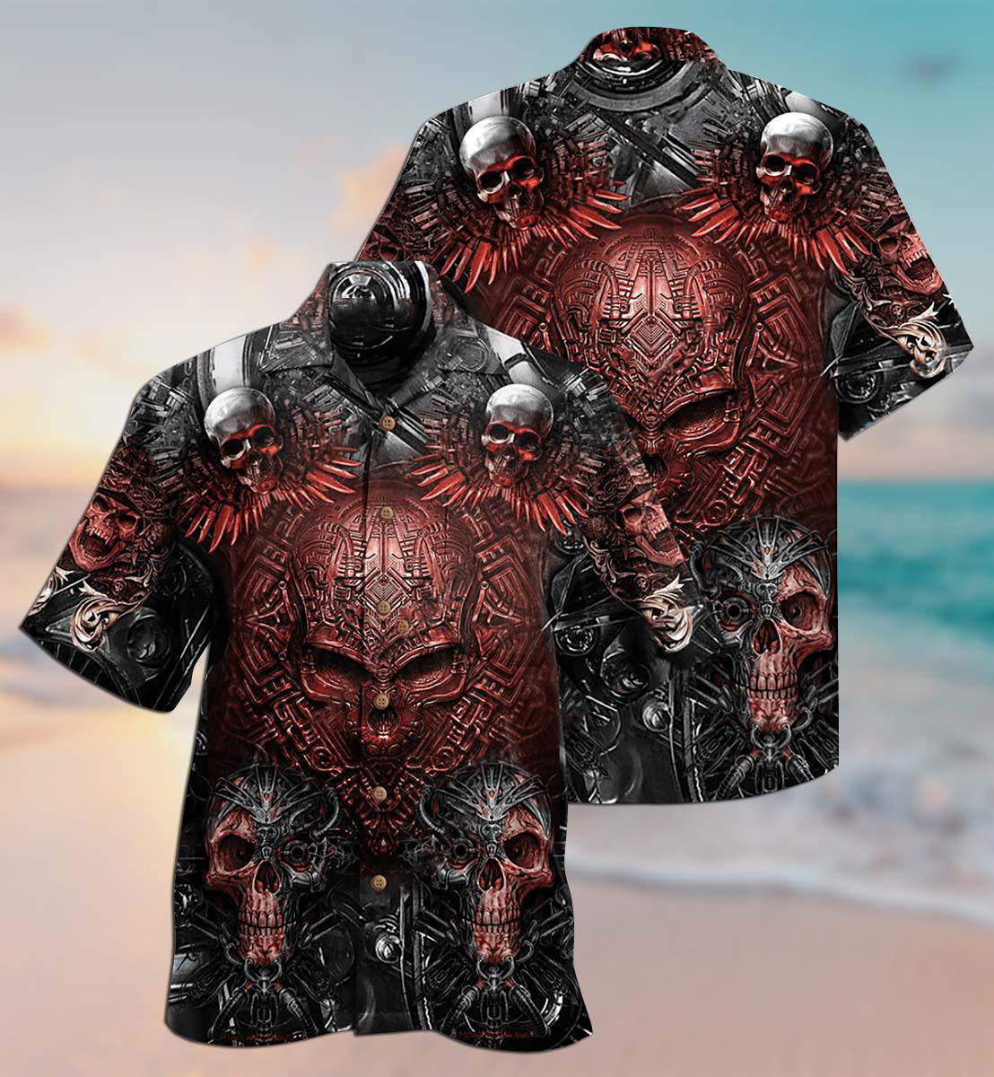 Skull Metal Style Angry - Hawaiian Shirt - Reefox