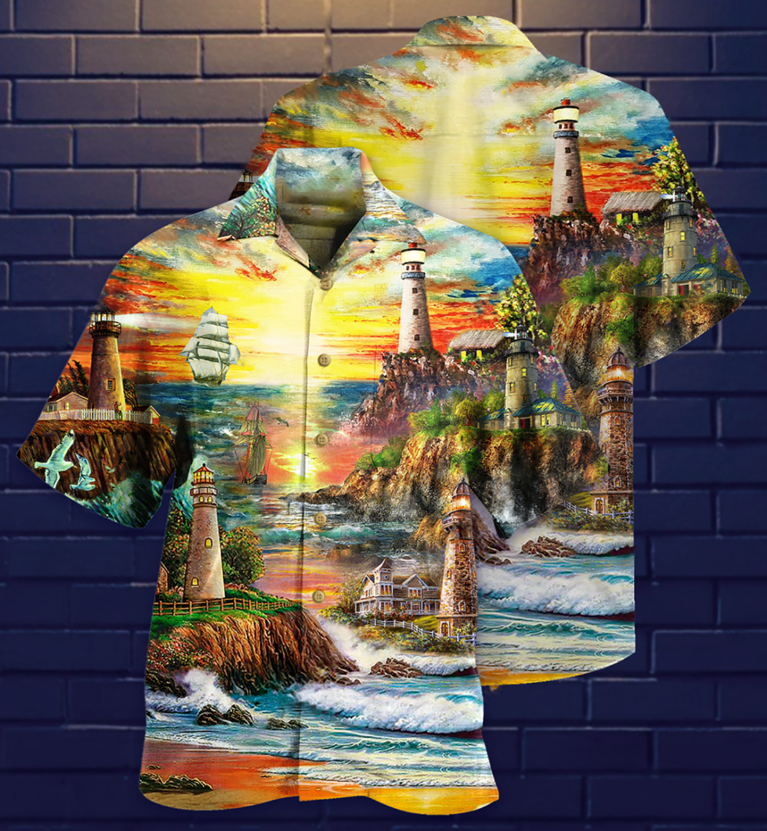Lighthouse Love Ocean - Hawaiian Shirt - Reefox