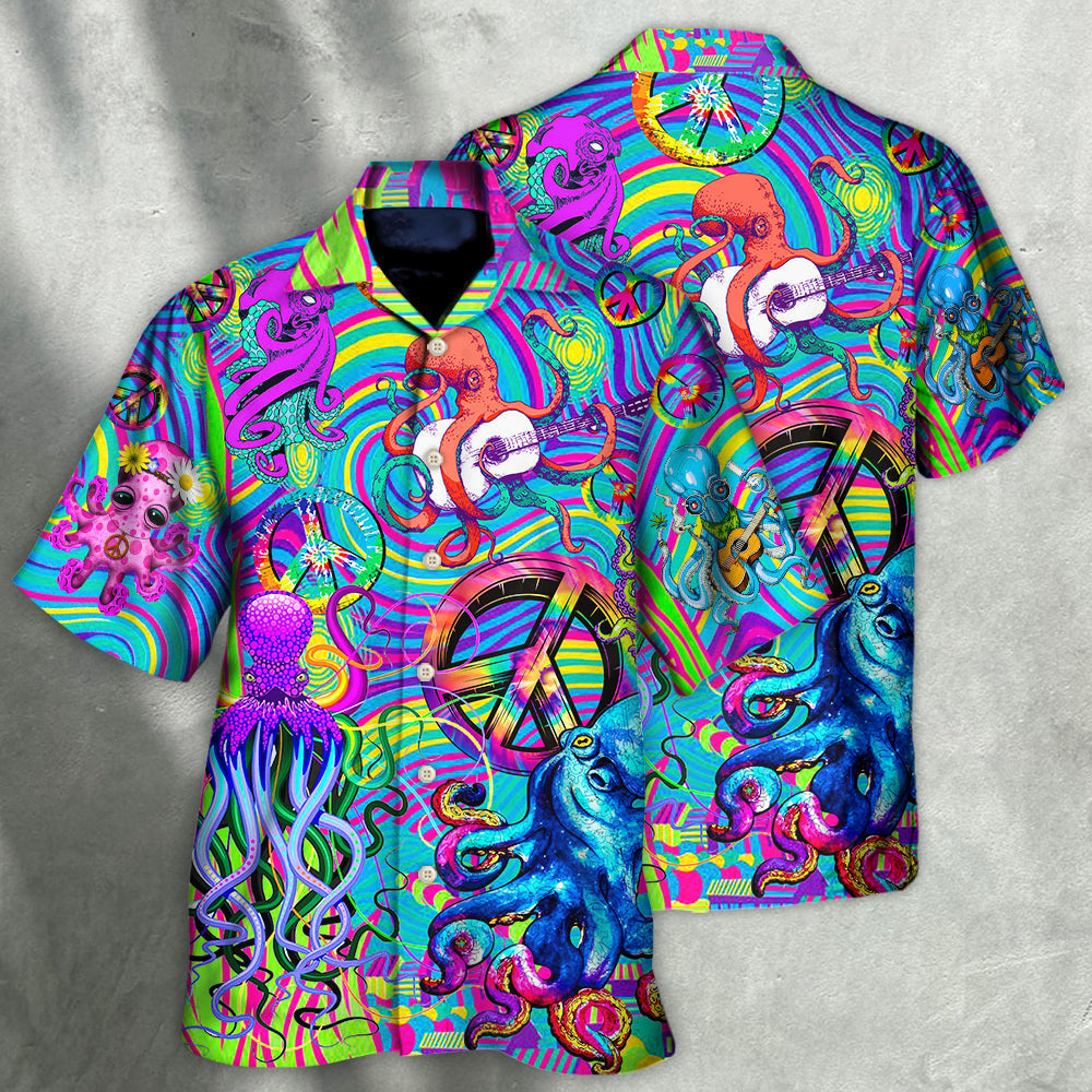 Hippie Funny Octopus Colorful Tie Dye Art Style - Hawaiian Shirt - Reefox
