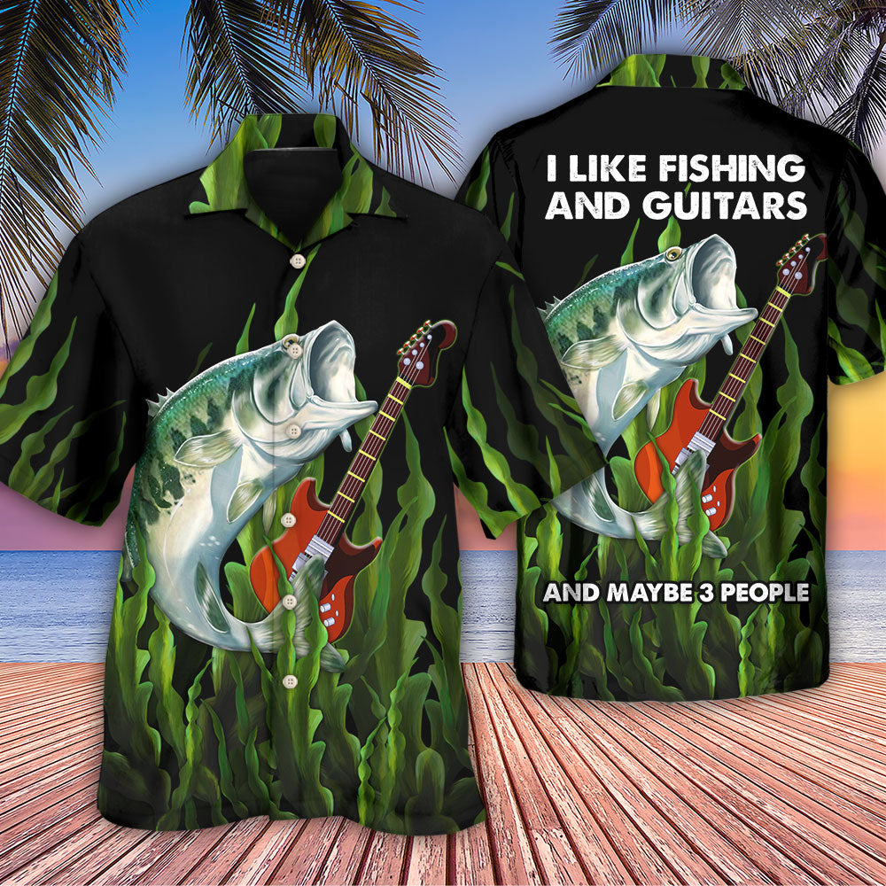 Fishing I Like Fishing And Guitars - Hawaiian Shirt - Reefox