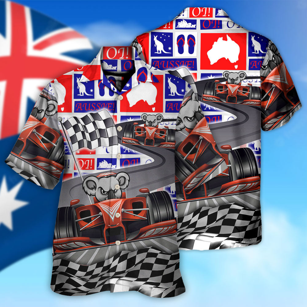 Koala Racing Formula One Car Racing Australian Vibe - Hawaiian Shirt - Reefox