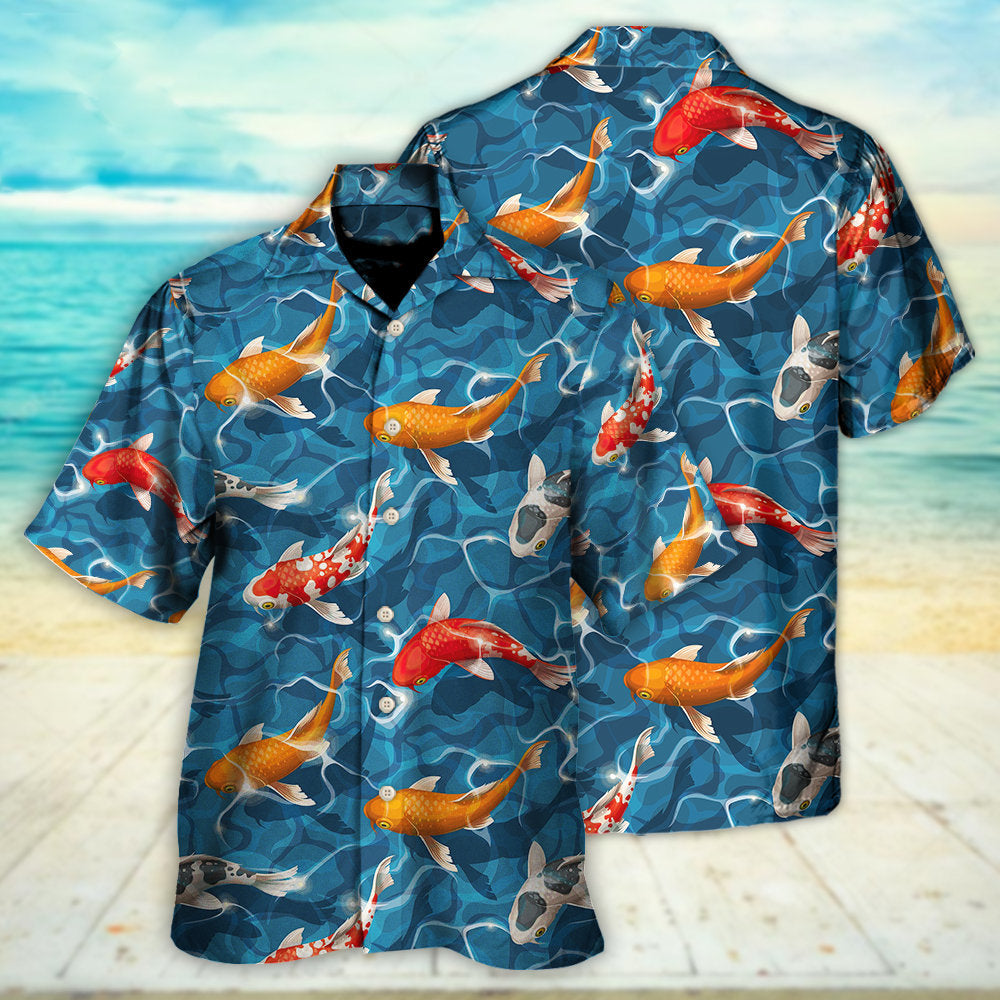 Koi Fish Swim Artificial Ponds - Hawaiian Shirt - Reefox