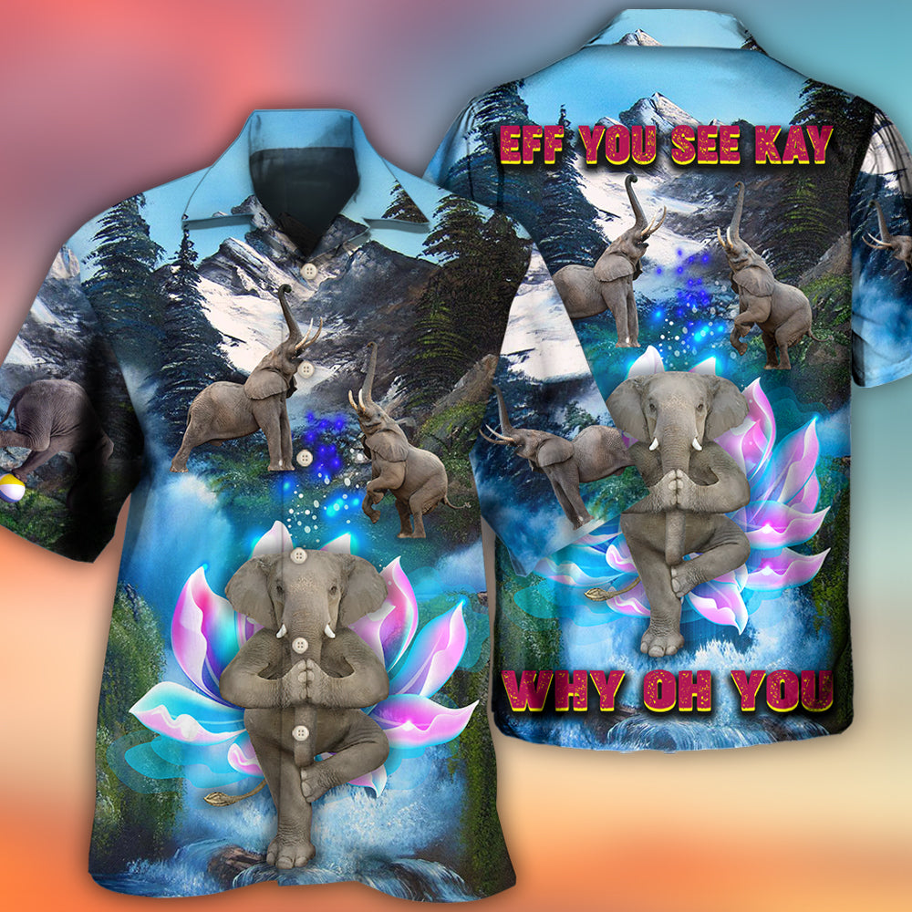 Elephant Yoga Pose On The Waterfall - Hawaiian Shirt - Reefox