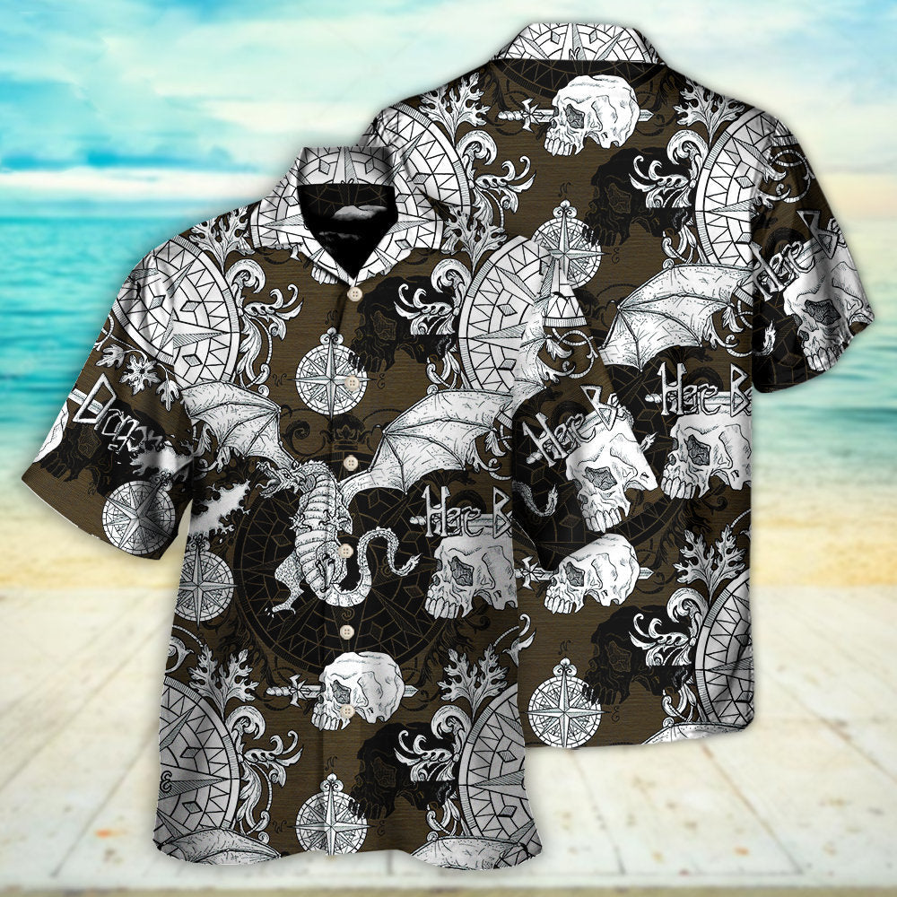 Dragon Flying With Skull Gothic Style - Hawaiian Shirt - Reefox