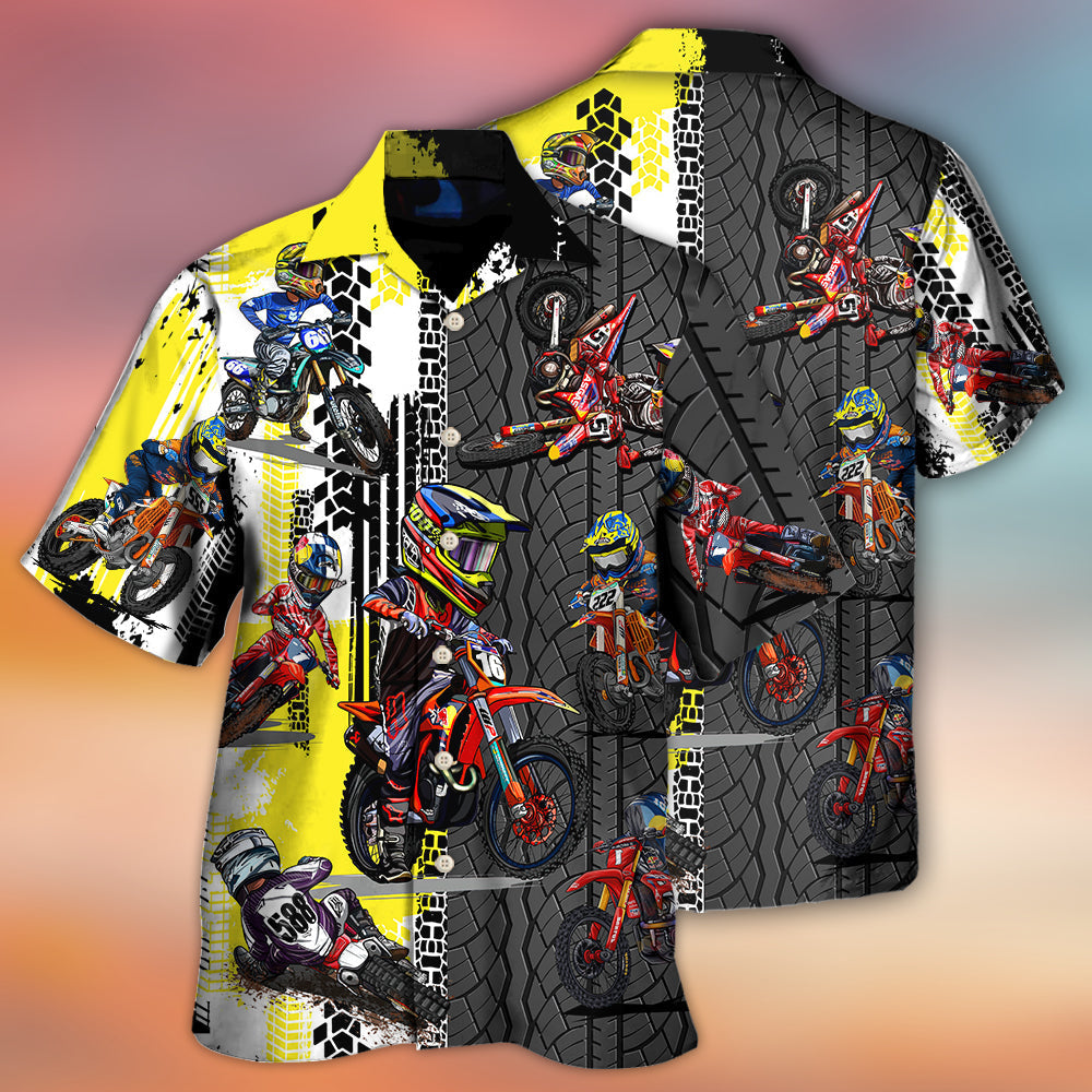 Motocross Racing Lover Motorcycle Art Style - Hawaiian Shirt - Reefox