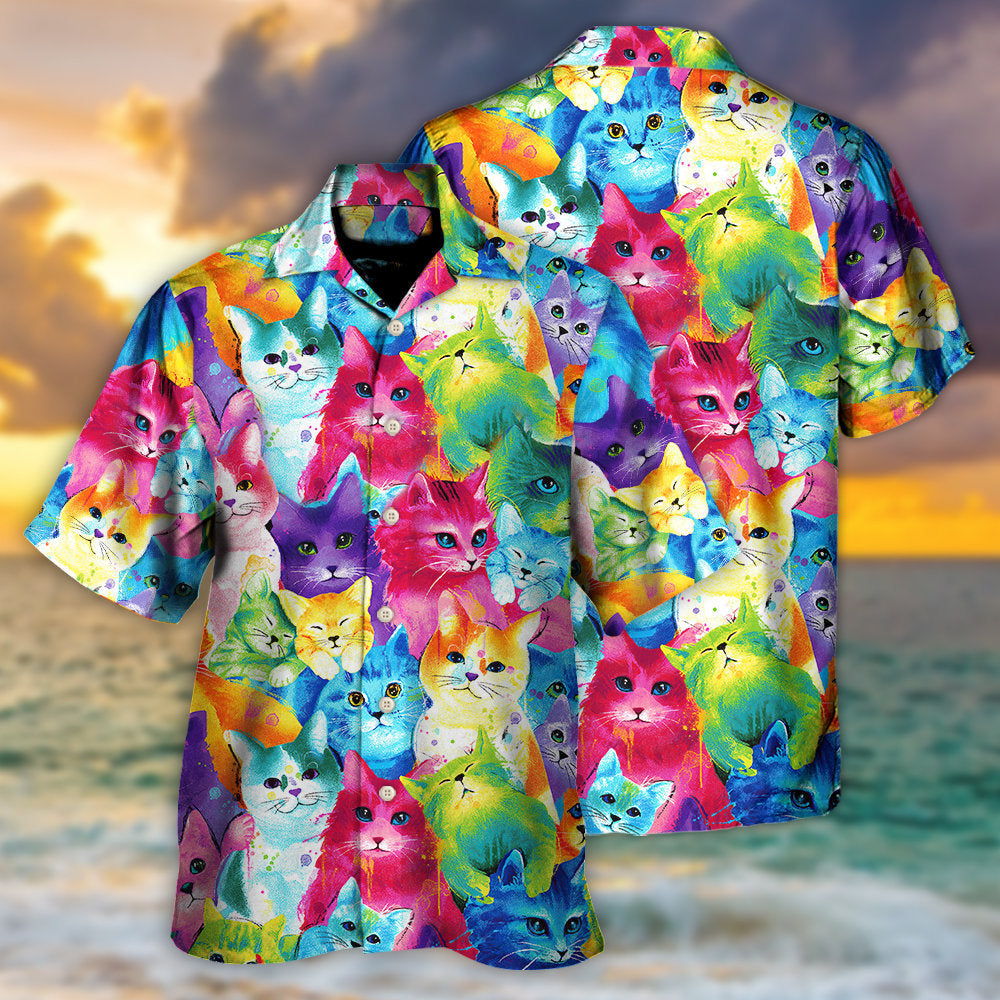 Cat Colorful Little Cute Kitten Happy Life - Hawaiian Shirt - Reefox