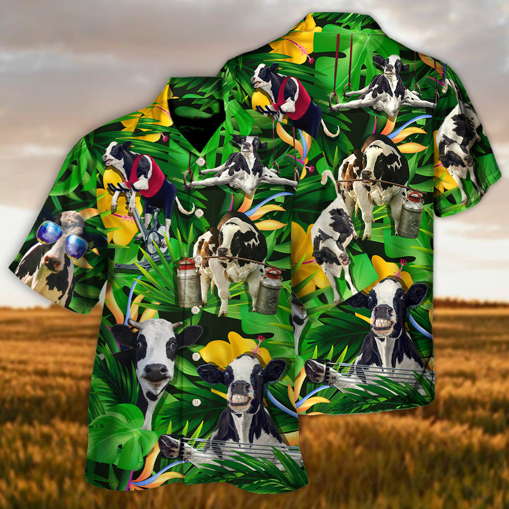 Cow Dancing And Play Funny Tropical Style - Hawaiian Shirt - Reefox