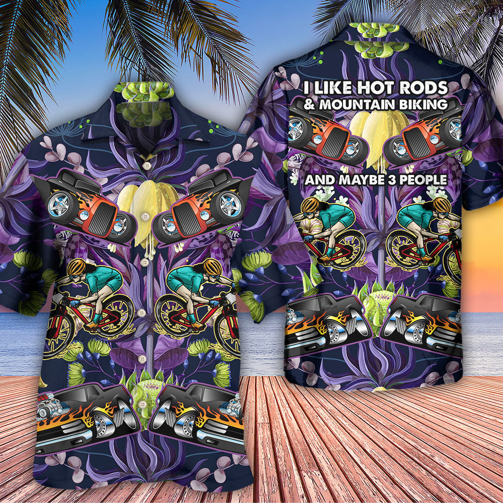 Hot Rod I Like Hot Rods And Mountain Biking - Hawaiian Shirt - Reefox