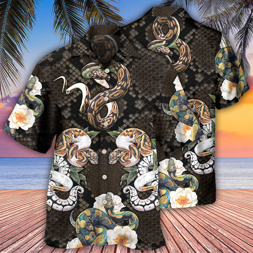 Snake Ball Python Flower Tropical - Hawaiian Shirt - Reefox