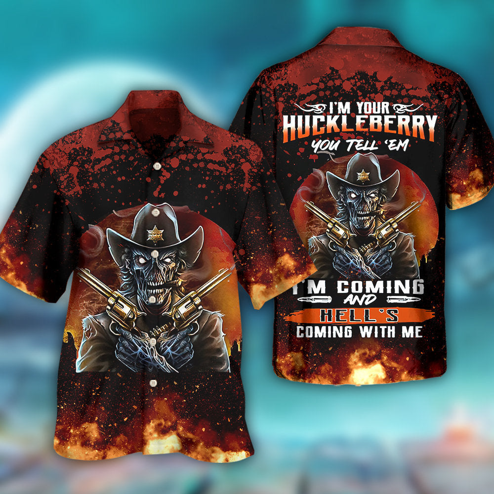 Skull Cowboy I’m Your Huckleberry - Hawaiian Shirt - Reefox