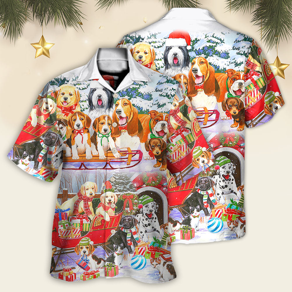 Dog Snowman Christmas Tree Merry Xmas - Hawaiian Shirt - Reefox