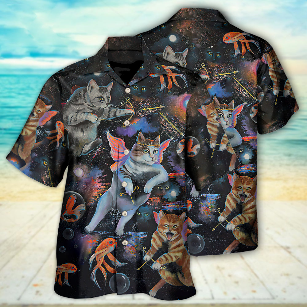 Cat Cupid With Goldfish on Heaven - Hawaiian Shirt - Reefox