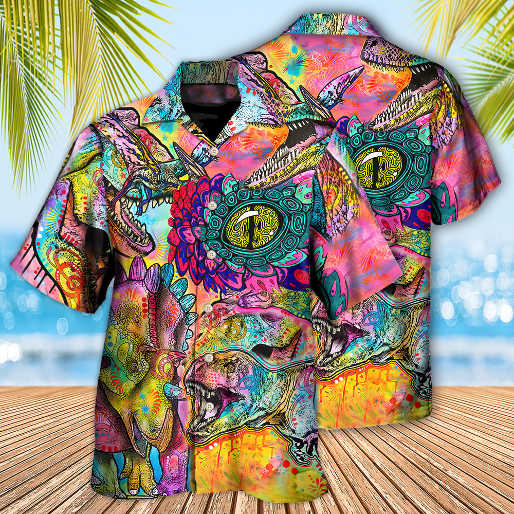 Dinosaur Psychedelic Peers Into Your Soul - Hawaiian Shirt - Reefox