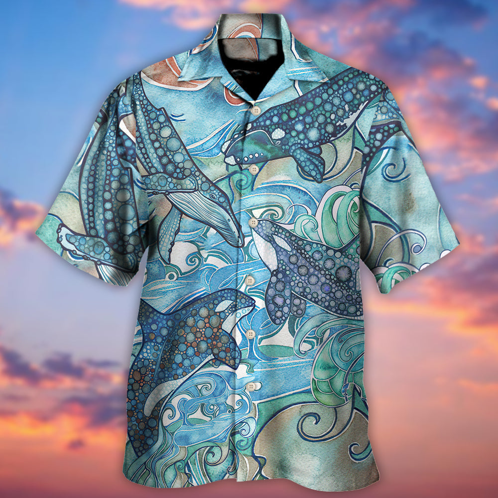 Shark Jumping In The Ocean Stained Glass - Hawaiian Shirt - Reefox