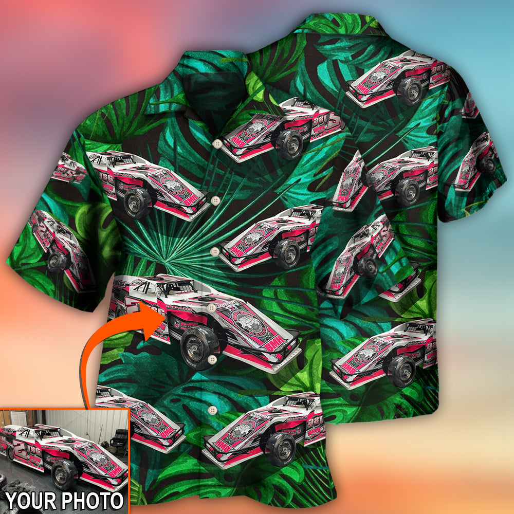 Car Dirty Track Racing Tropical Flower Custom Photo - Hawaiian Shirt - Reefox