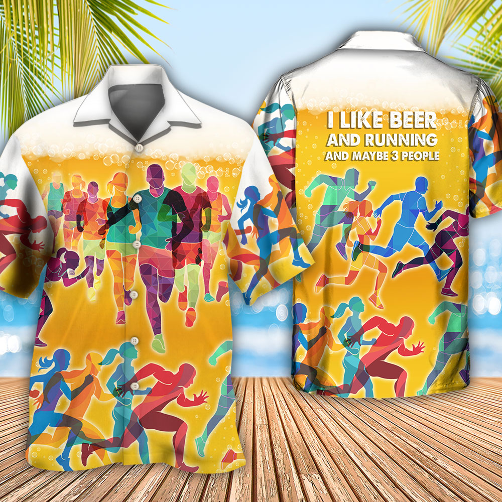 Beer I Like Beer And Running - Hawaiian Shirt - Reefox