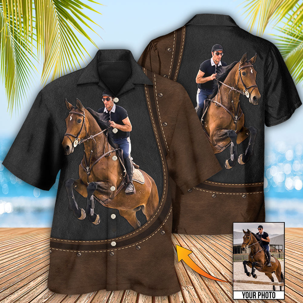 Horse Riding Horse Leather Style Custom Photo - Hawaiian Shirt - Reefox