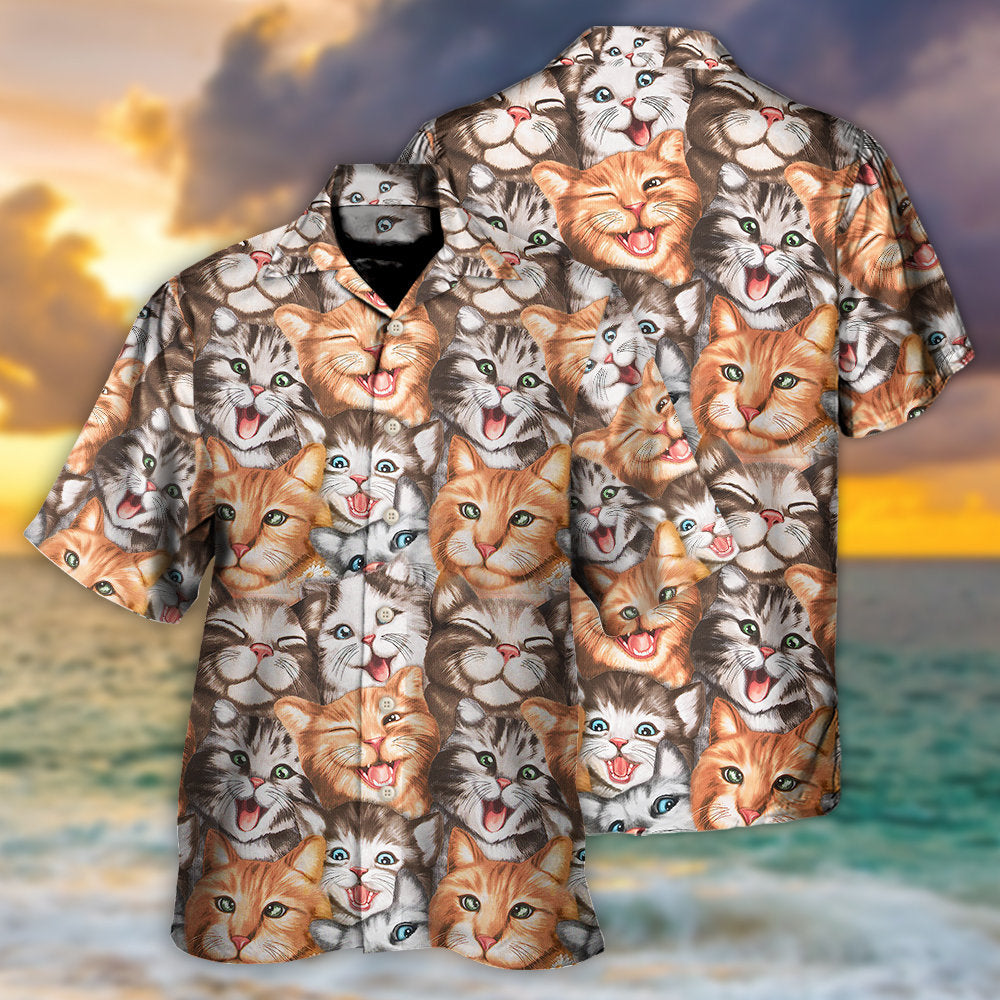 Cat Cute Happy Life With Funny Little Cat - Hawaiian Shirt - Reefox