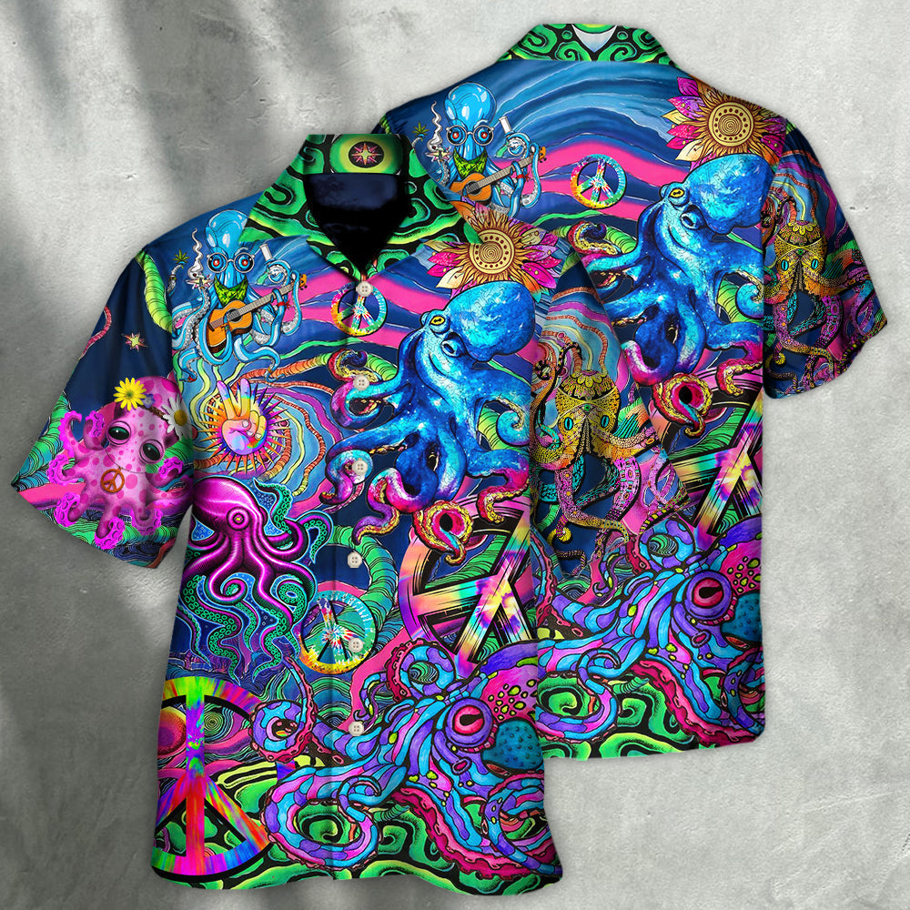 Hippie Funny Octopus Colorful Tie Dye Style - Hawaiian Shirt - Reefox