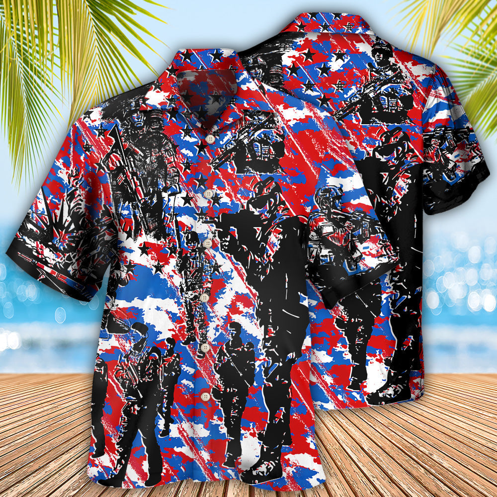 Veteran Independence Day Camo Pattern - Hawaiian Shirt - Reefox