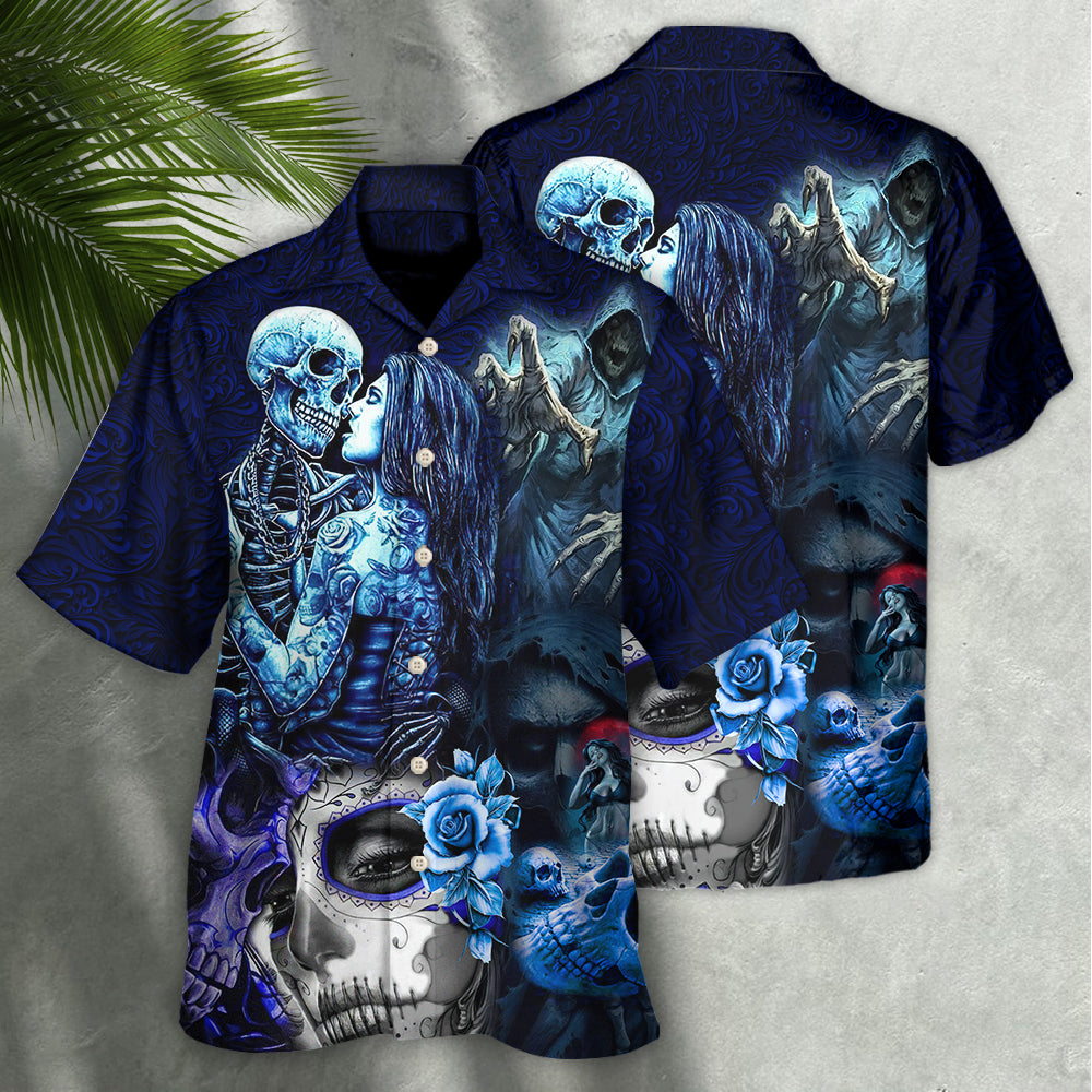 Skull Death Love In Heart - Hawaiian Shirt - Reefox