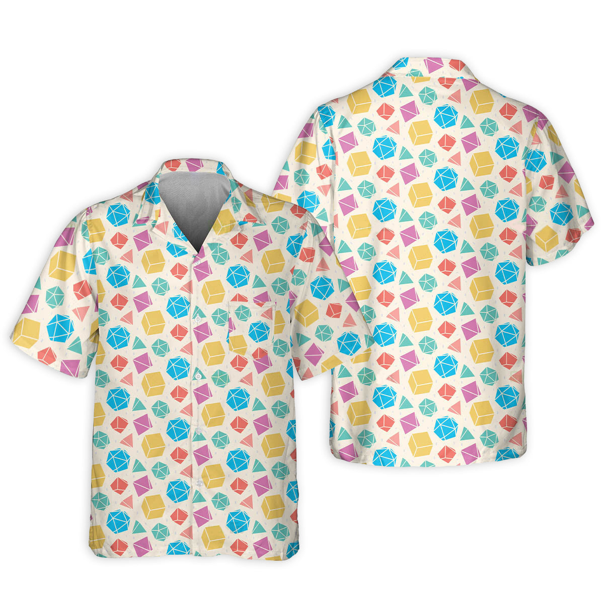 DnD Dice Polygonal Pattern - Hawaiian Shirt - Reefox