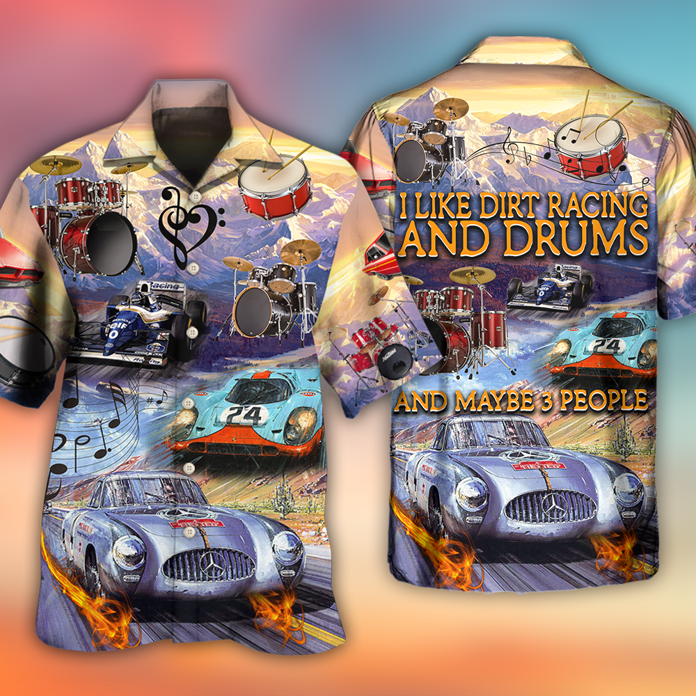 Racing And Drum Lover Music And Car - Hawaiian Shirt - Reefox