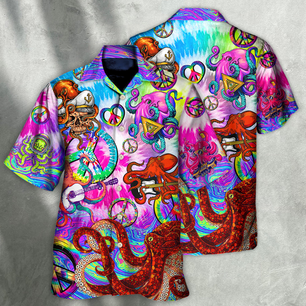 Hippie Funny Octopus Colorful Happy Tie Dye Art Style - Hawaiian Shirt - Reefox