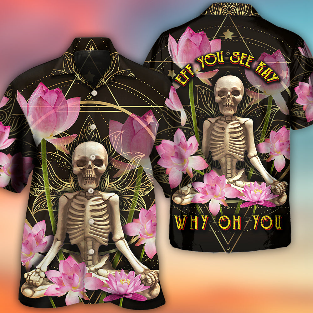 Skull Yoga Lighting Lotus Flower - Hawaiian Shirt - Reefox