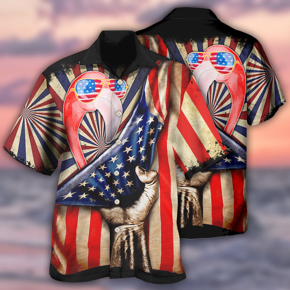 Flamingo Independence Day - Hawaiian Shirt - Reefox