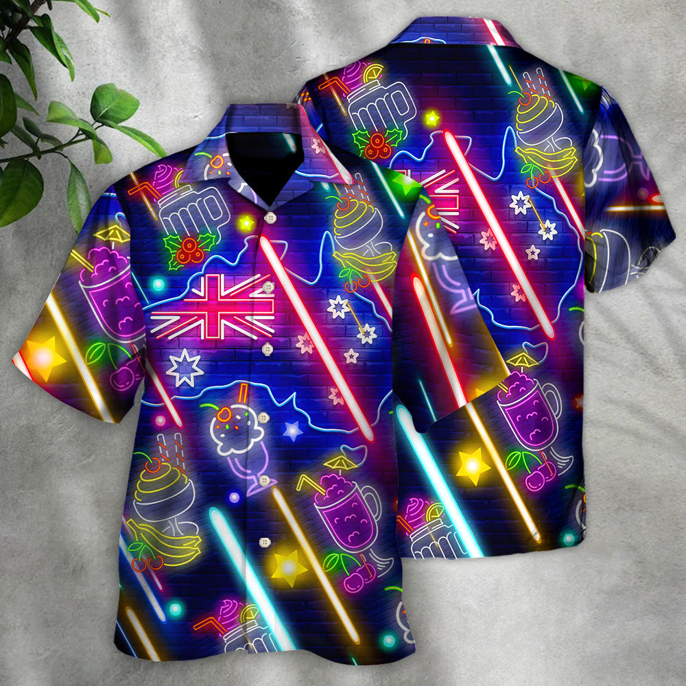 Cocktail Happy Party Bar Pavlova Cocktail Neon Style - Hawaiian Shirt - Reefox