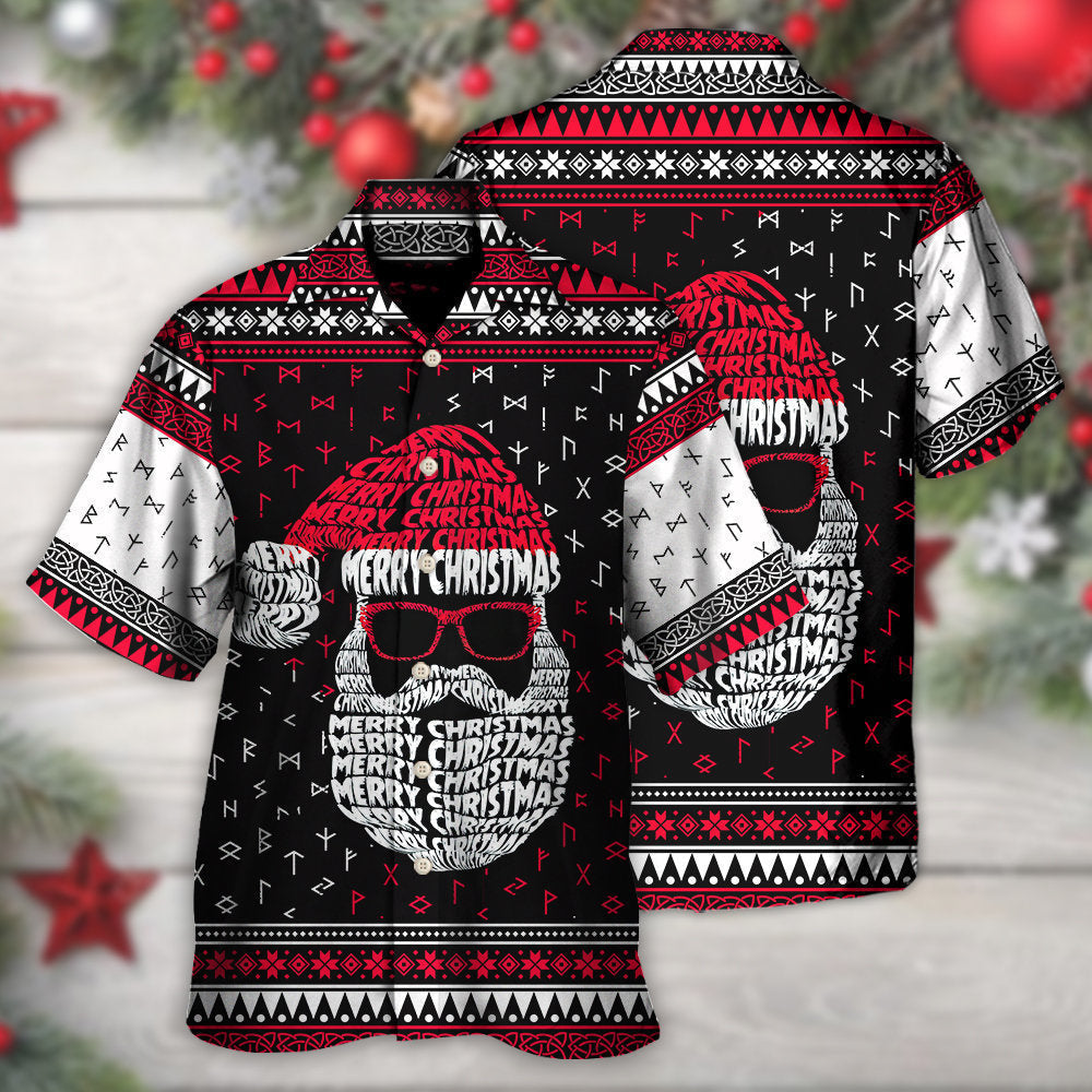 Christmas Santa Claus Retro Viking Pattern - Hawaiian Shirt - Reefox