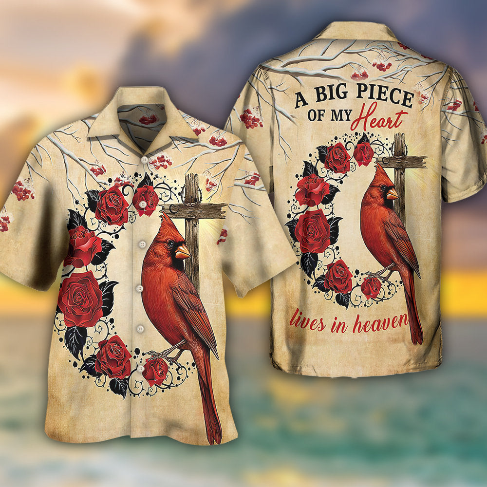 Cardinal A Big Piece Of My Heart Lives In Heaven - Hawaiian Shirt - Reefox