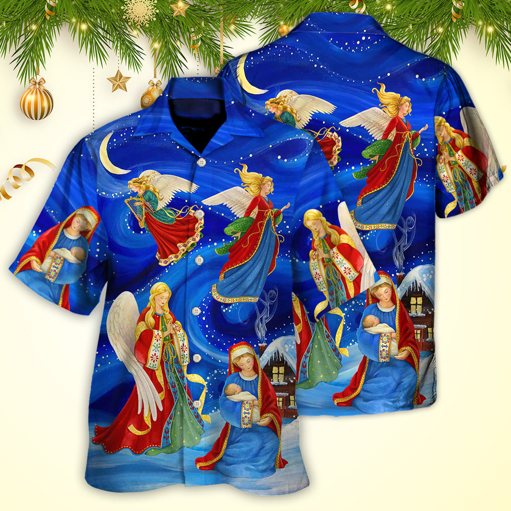 Christmas The Blessed Mother Love Christmas Light Art Style - Hawaiian Shirt - Reefox
