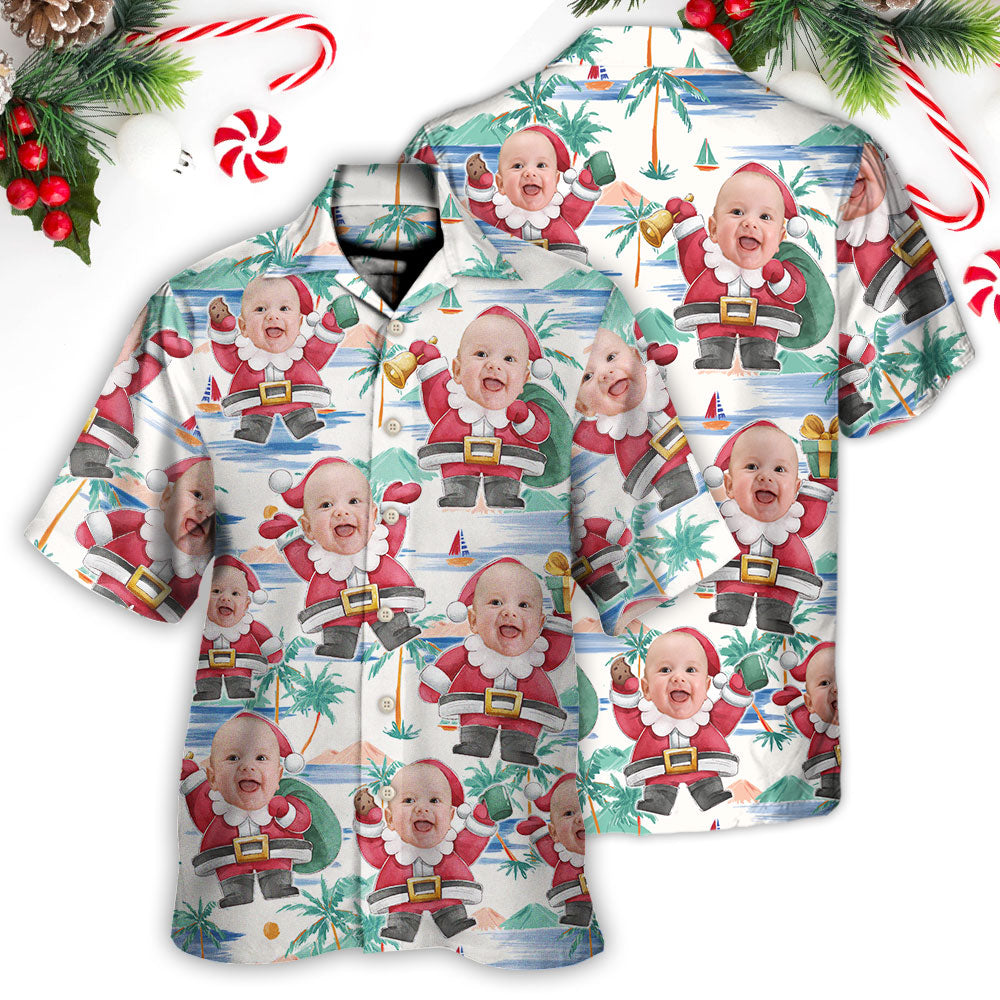 Christmas Santa Summer Beach Custom Photo - Hawaiian Shirt - Reefox