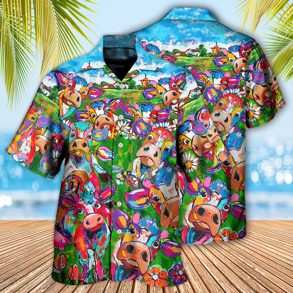 Cow Flower Funny In Farm - Hawaiian Shirt - Reefox