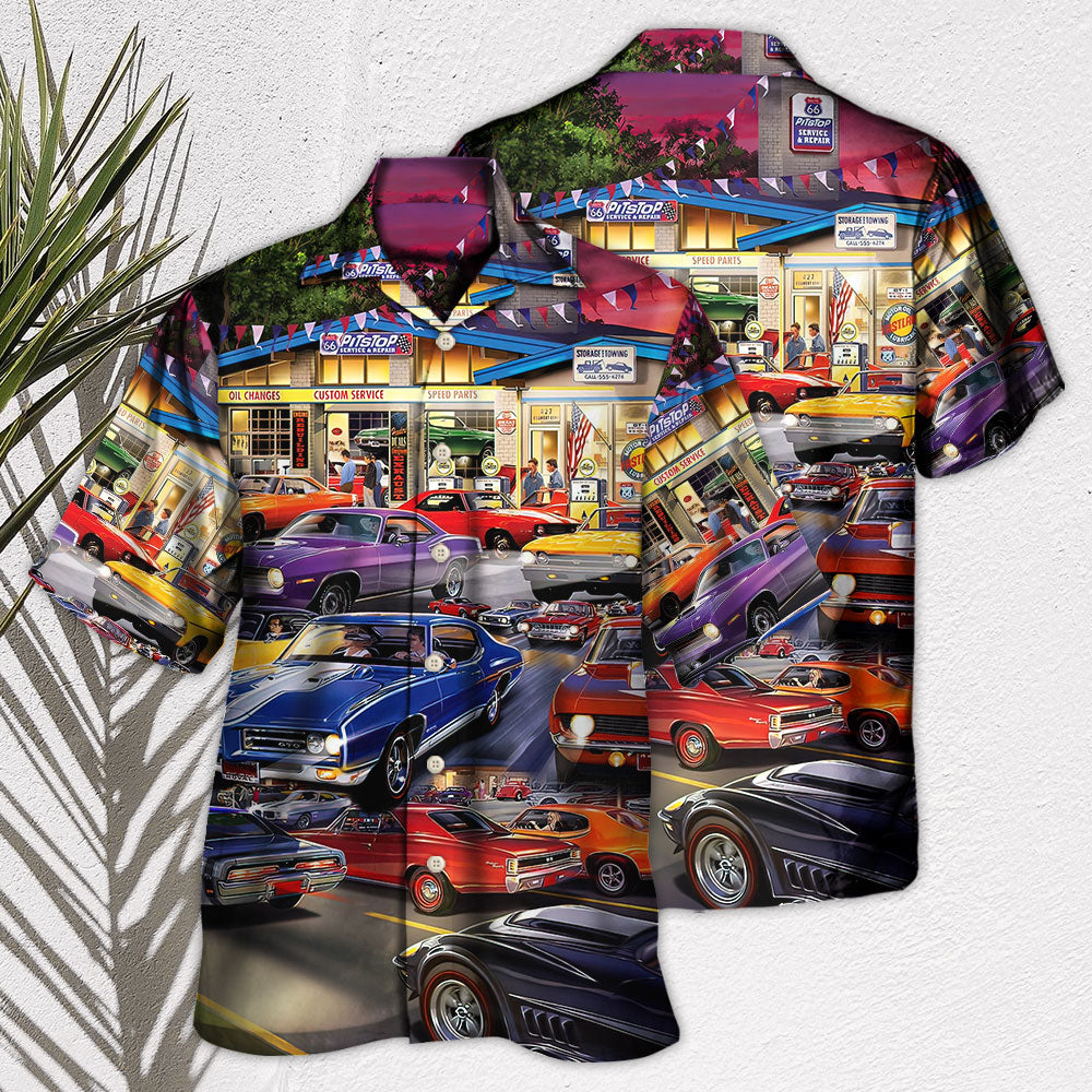 Car Classic Muscle Car Service - Hawaiian Shirt - Reefox