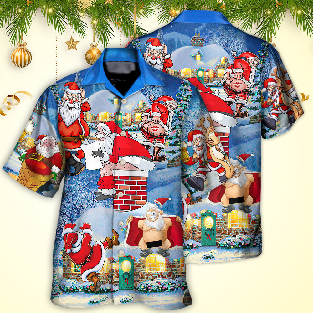 Christmas Rebellious Santa Claus Drunk Beer Troll Xmas Funny - Hawaiian Shirt - Reefox