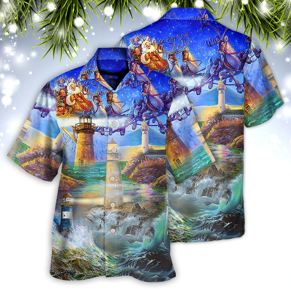 Lighthouse Christmas Shine Your Light In Storm And Darkness - Hawaiian Shirt - Reefox