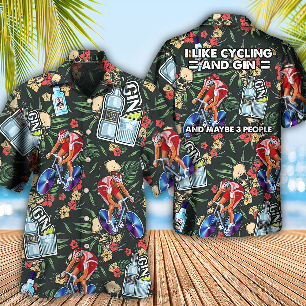 Wine Gin I Like Cycling And Gin - Hawaiian Shirt - Reefox