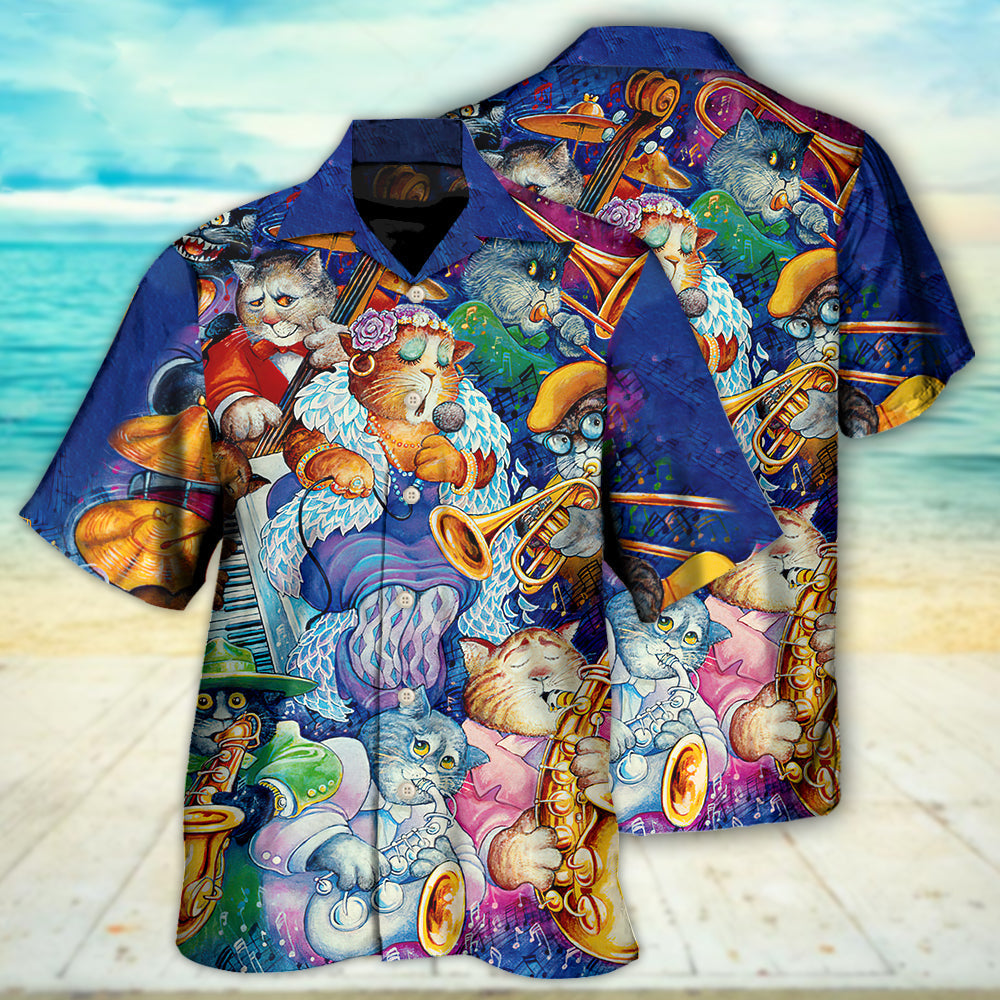 Cat Jazz Music Funny - Hawaiian Shirt - Reefox