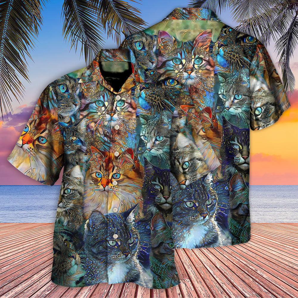 Cat Glass Art Colorful Cat Lover - Hawaiian Shirt - Reefox