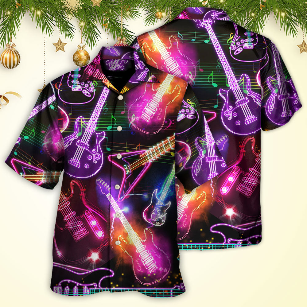 Guitar Neon Amazing Christmas - Hawaiian Shirt - Reefox