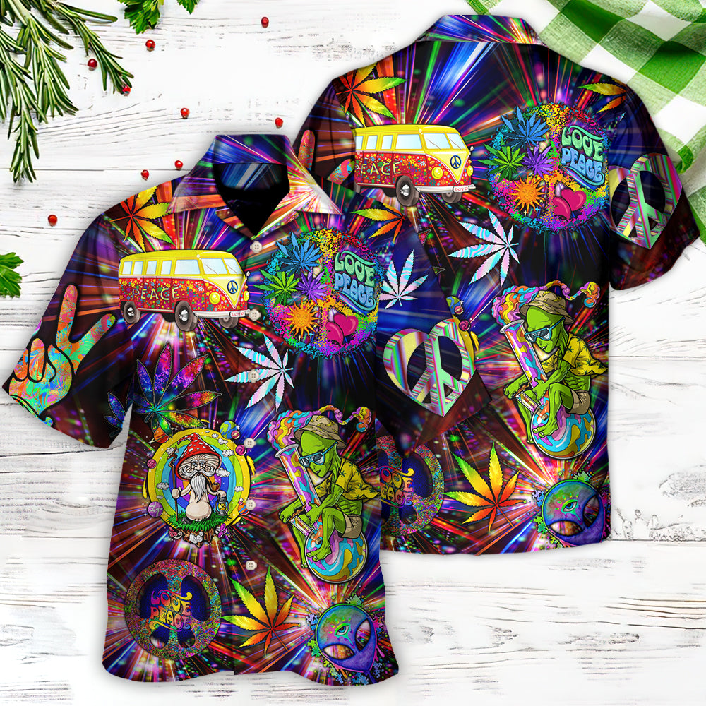 Hippie Alien Peace The Colorful Of Life Amazing Neon Style - Hawaiian Shirt - Reefox