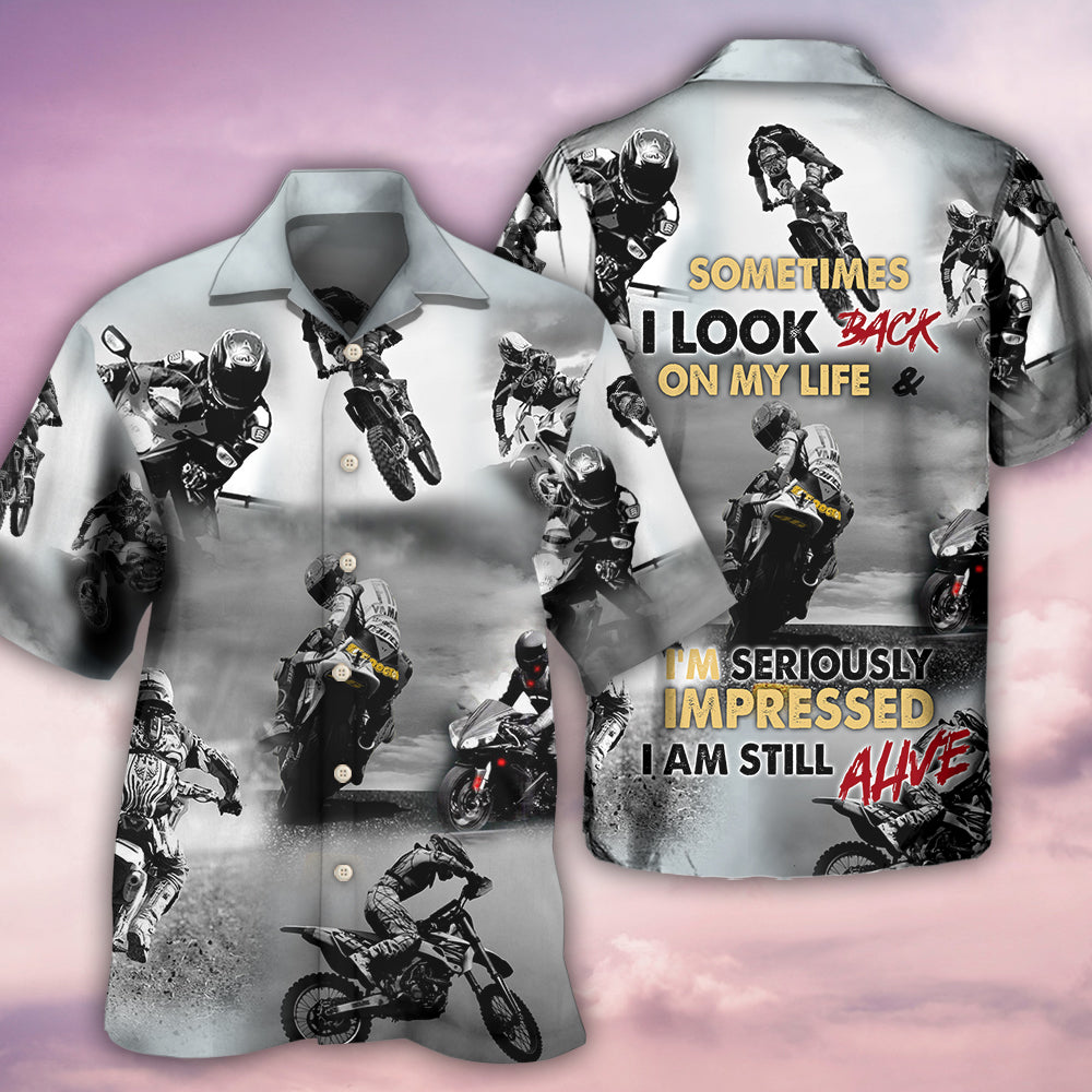 Motorcycle Sometimes I Look Back - Hawaiian Shirt - Reefox